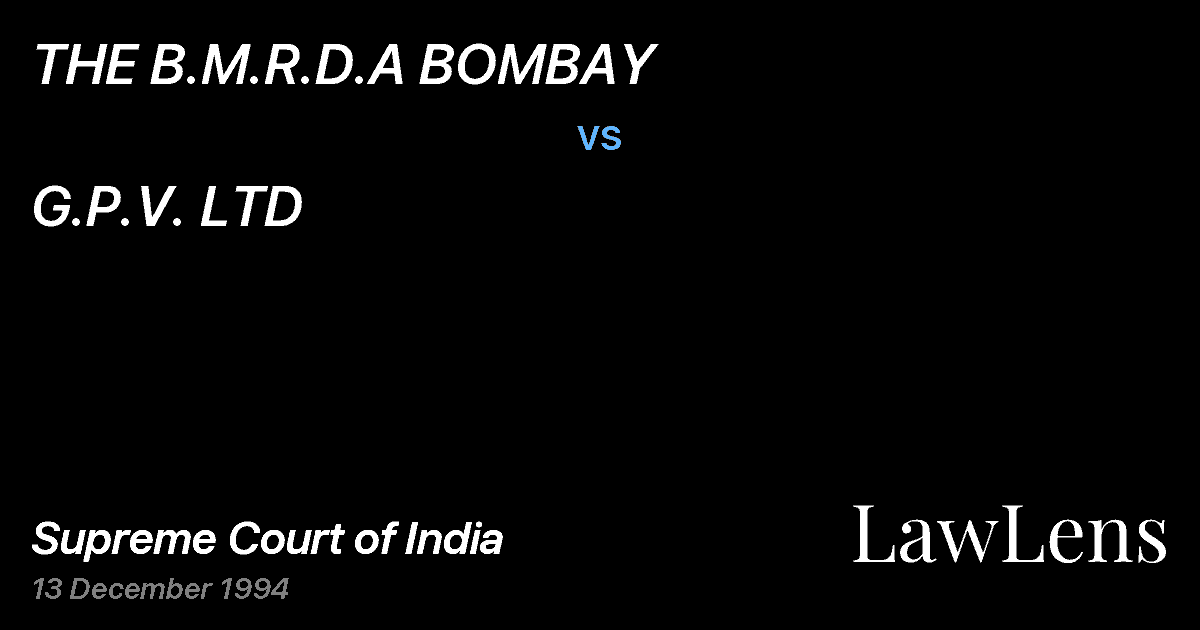 Preview image for THE B.M.R.D.A BOMBAY vs. G.P.V. LTD