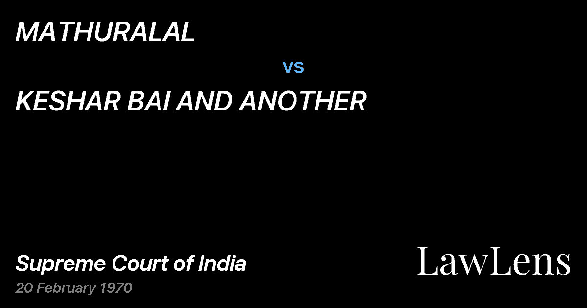 Preview image for MATHURALAL vs. KESHAR BAI AND ANOTHER