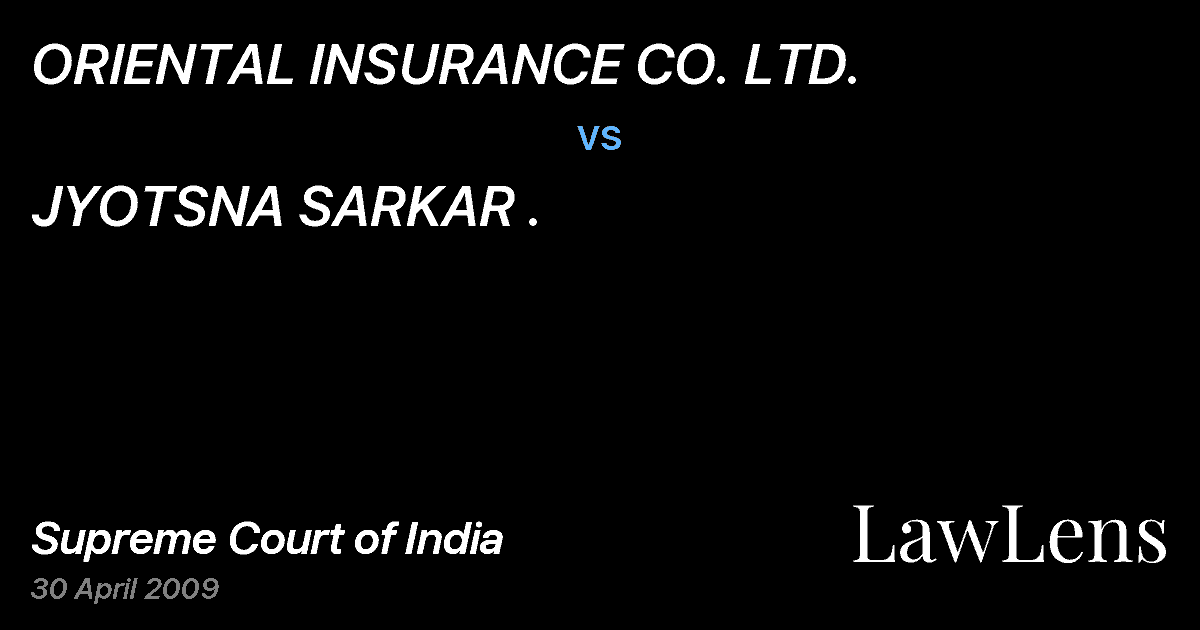 Preview image for ORIENTAL INSURANCE CO. LTD. vs. JYOTSNA SARKAR .