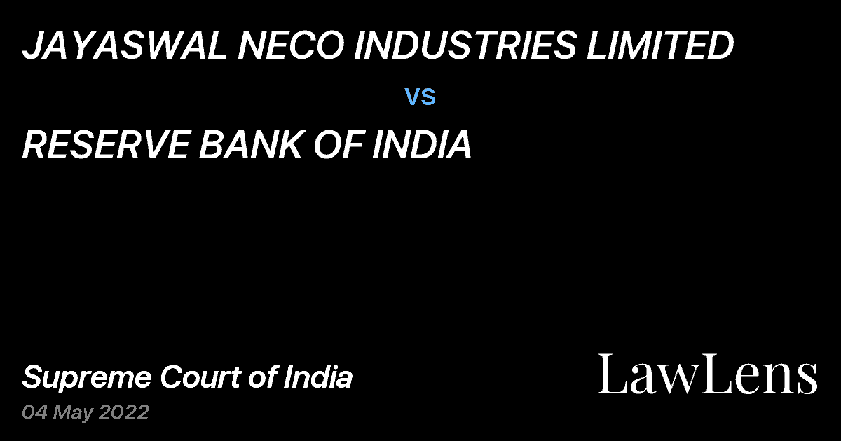 Preview image for JAYASWAL NECO INDUSTRIES LIMITED vs. RESERVE BANK OF INDIA