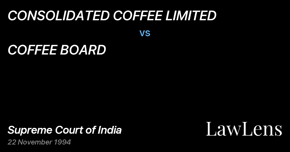 Preview image for CONSOLIDATED COFFEE LIMITED vs. COFFEE BOARD