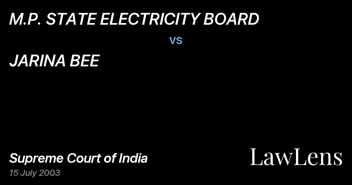 Preview image for M.P. STATE ELECTRICITY BOARD vs. JARINA BEE