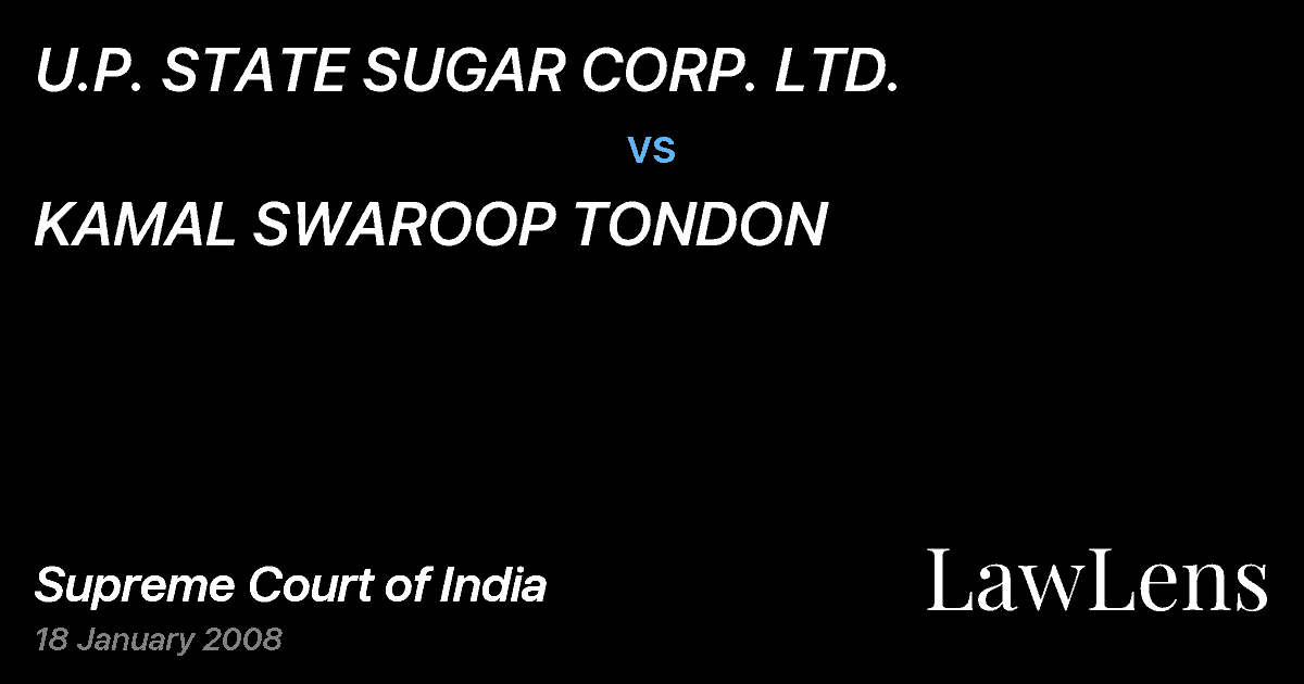 Preview image for U.P. STATE SUGAR CORP. LTD. vs. KAMAL SWAROOP TONDON