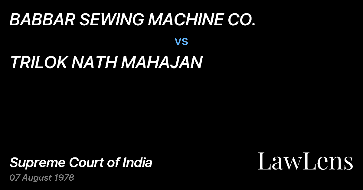 Preview image for BABBAR SEWING MACHINE CO. vs. TRILOK NATH MAHAJAN