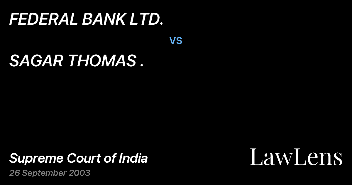 Preview image for FEDERAL BANK LTD. vs. SAGAR THOMAS .