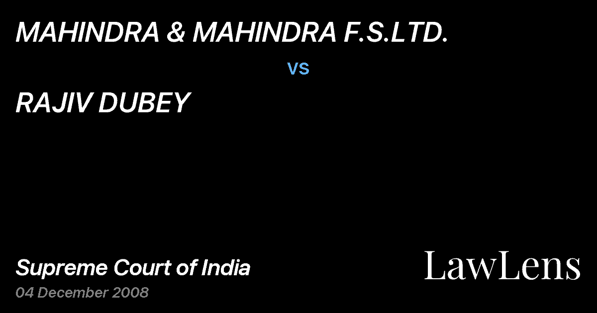 Preview image for MAHINDRA & MAHINDRA F.S.LTD. vs. RAJIV DUBEY