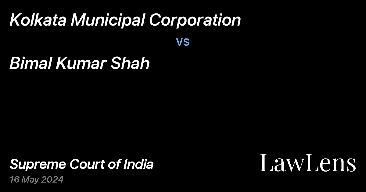 Preview image for Kolkata Municipal Corporation vs. Bimal Kumar Shah