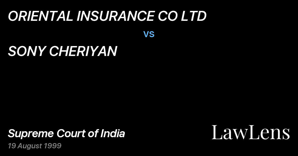 Preview image for ORIENTAL INSURANCE CO LTD vs. SONY CHERIYAN