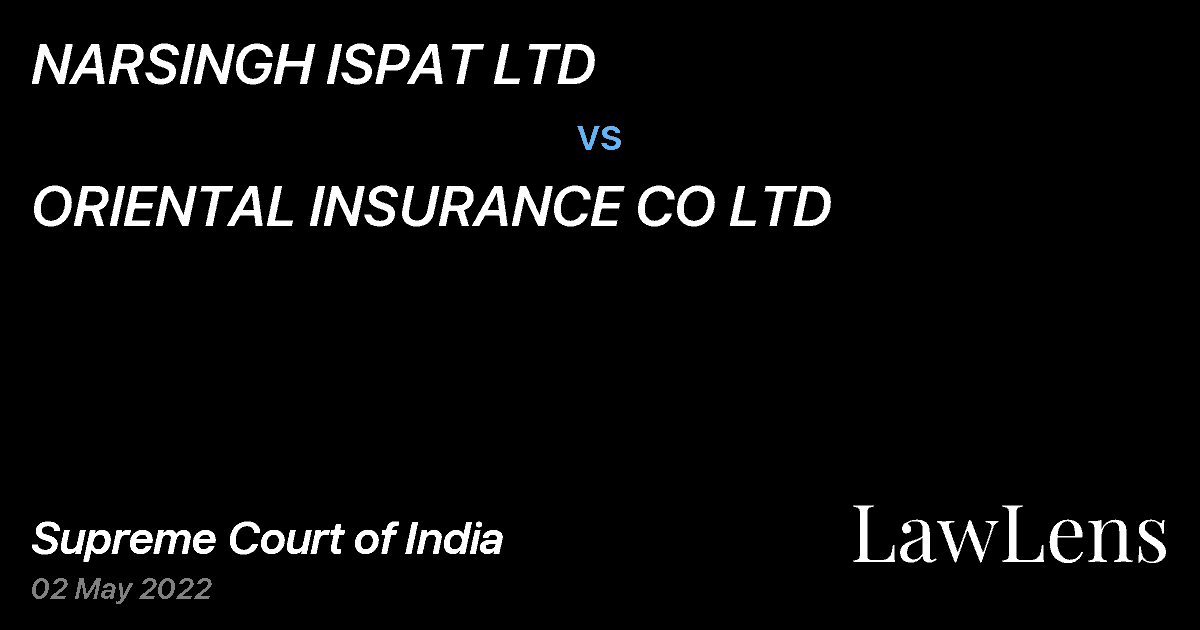 Preview image for NARSINGH ISPAT LTD vs. ORIENTAL INSURANCE CO LTD