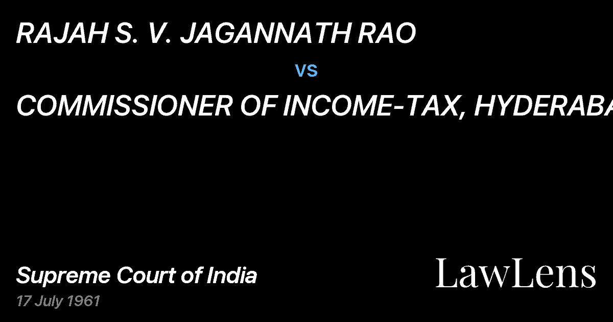 Preview image for RAJAH S. V. JAGANNATH RAO vs. COMMISSIONER OF INCOME-TAX, HYDERABAD
