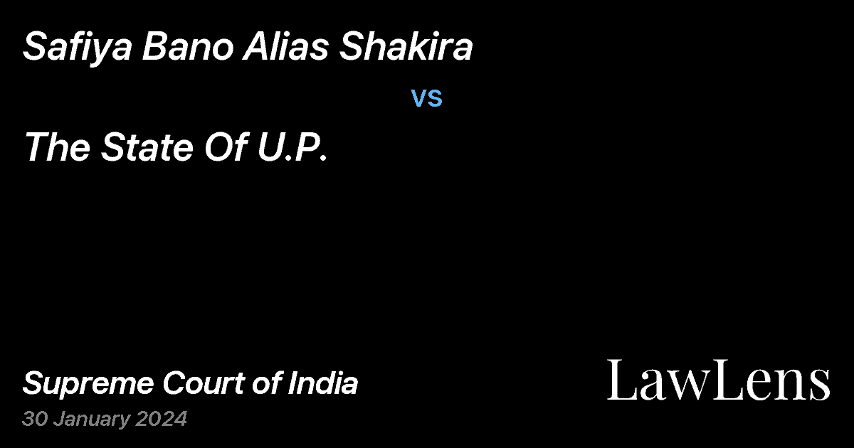 Preview image for Safiya Bano Alias Shakira vs. The State Of U.P.