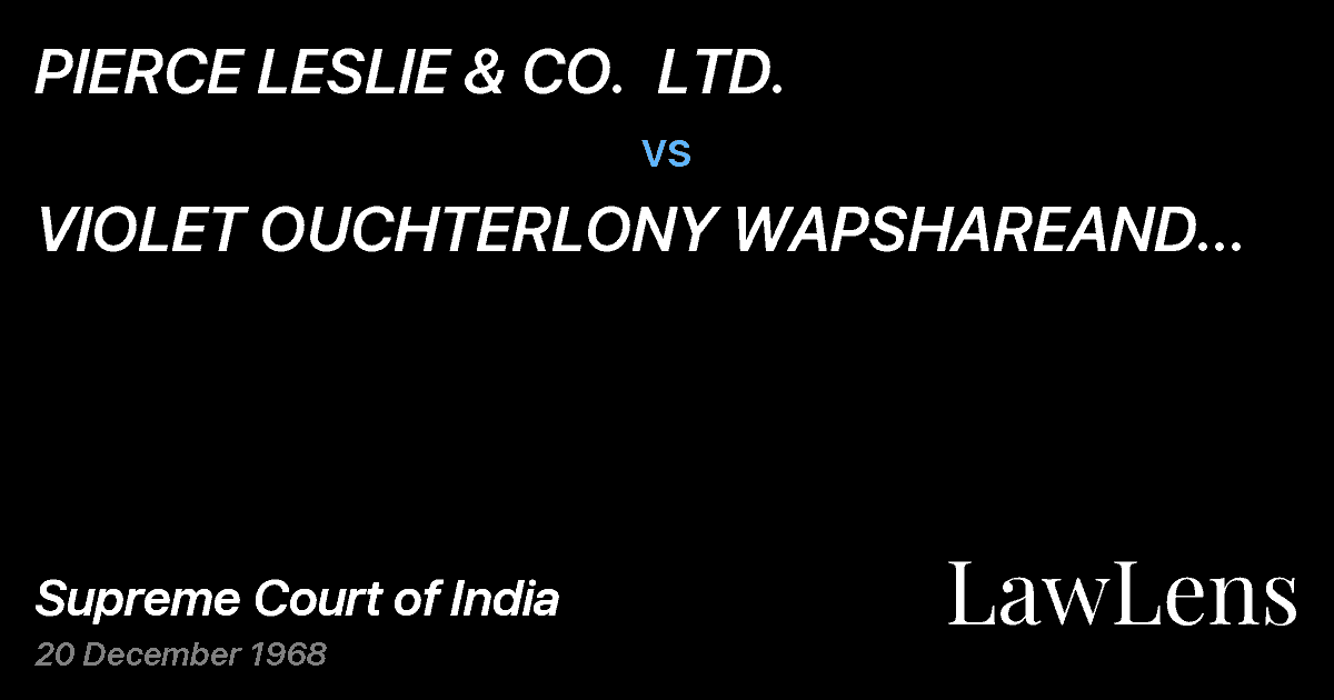 Preview image for PIERCE LESLIE & CO.  LTD. vs. VIOLET OUCHTERLONY WAPSHAREAND OTHERS VICE VERSA