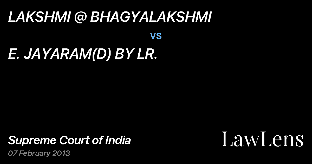 Preview image for LAKSHMI @ BHAGYALAKSHMI vs. E. JAYARAM(D) BY LR.