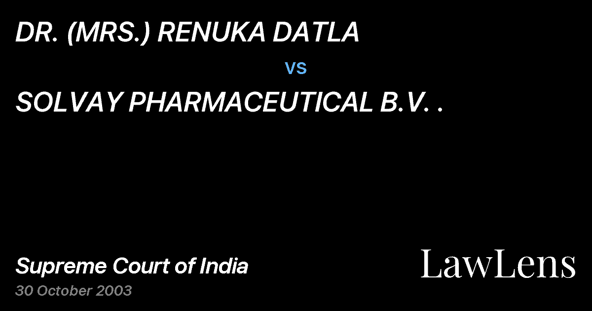 Preview image for DR. (MRS.) RENUKA DATLA vs. SOLVAY PHARMACEUTICAL B.V. .