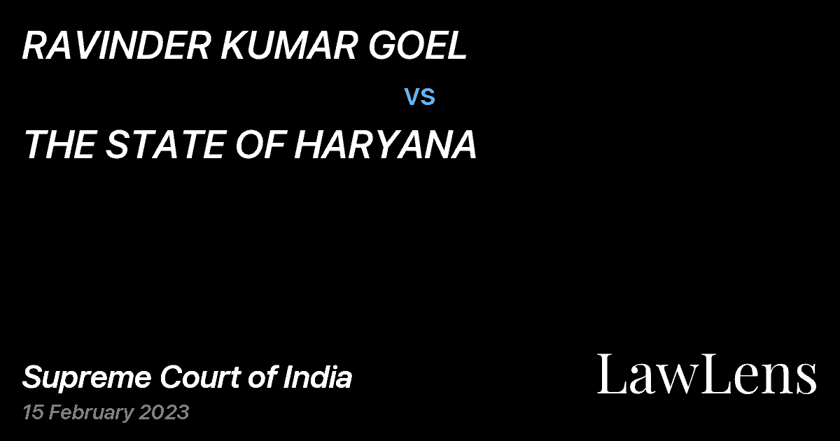 Preview image for RAVINDER KUMAR GOEL vs. THE STATE OF HARYANA
