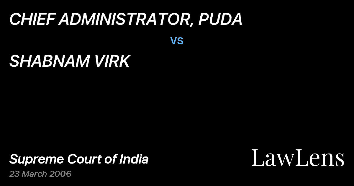 Preview image for CHIEF ADMINISTRATOR, PUDA vs. SHABNAM VIRK