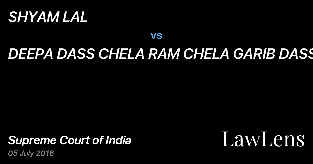 Preview image for SHYAM LAL vs. DEEPA DASS CHELA RAM CHELA GARIB DASS