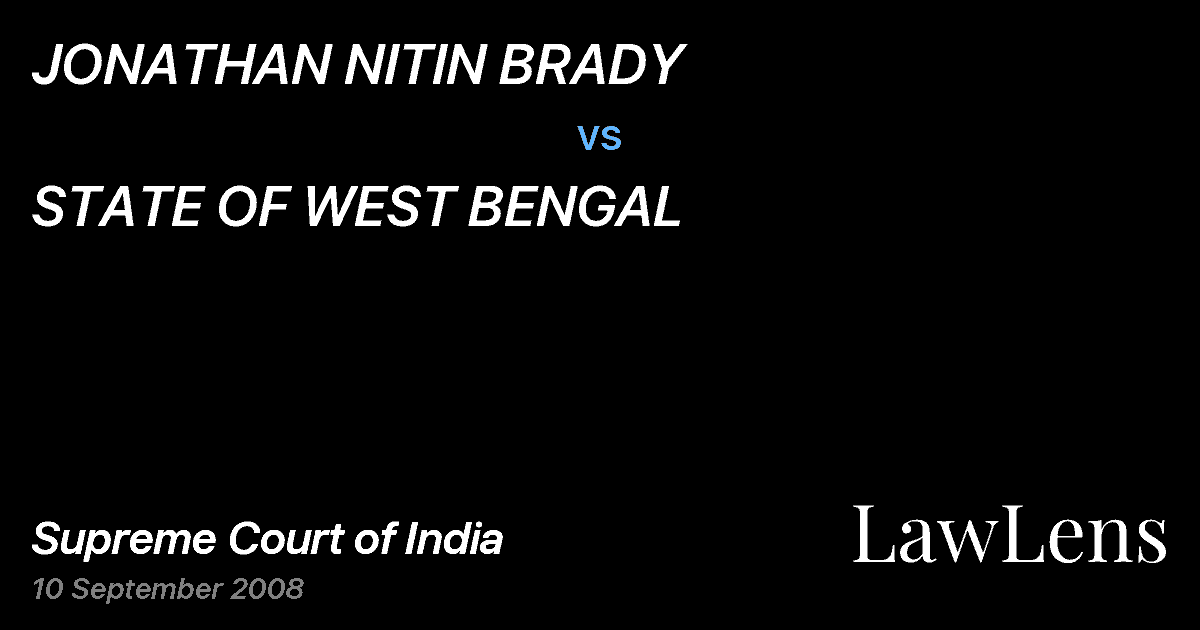 Preview image for JONATHAN NITIN BRADY vs. STATE OF WEST BENGAL