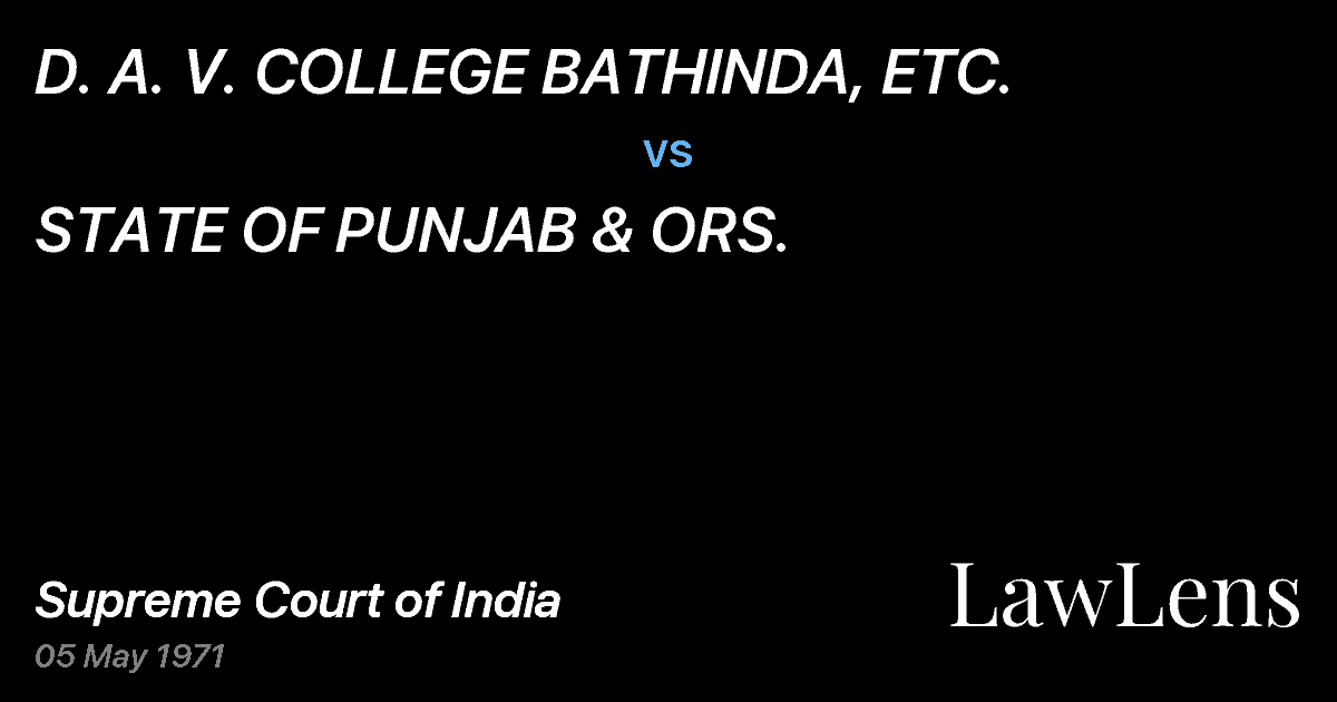 Preview image for D. A. V. COLLEGE BATHINDA, ETC. vs. STATE OF PUNJAB & ORS.