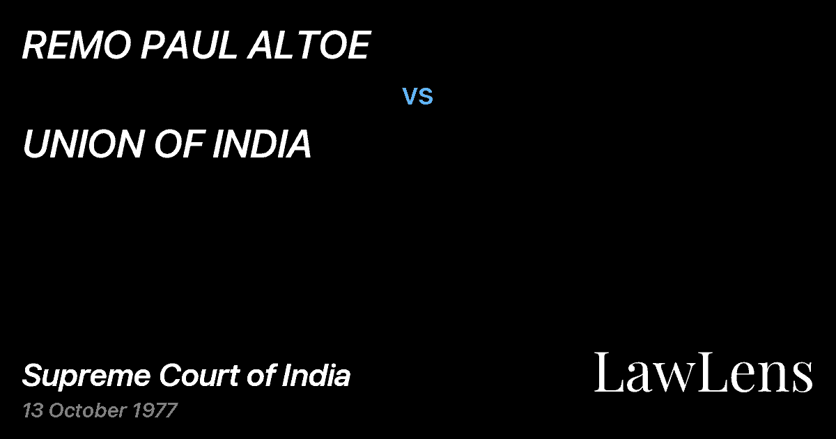Preview image for REMO PAUL ALTOE vs. UNION OF INDIA