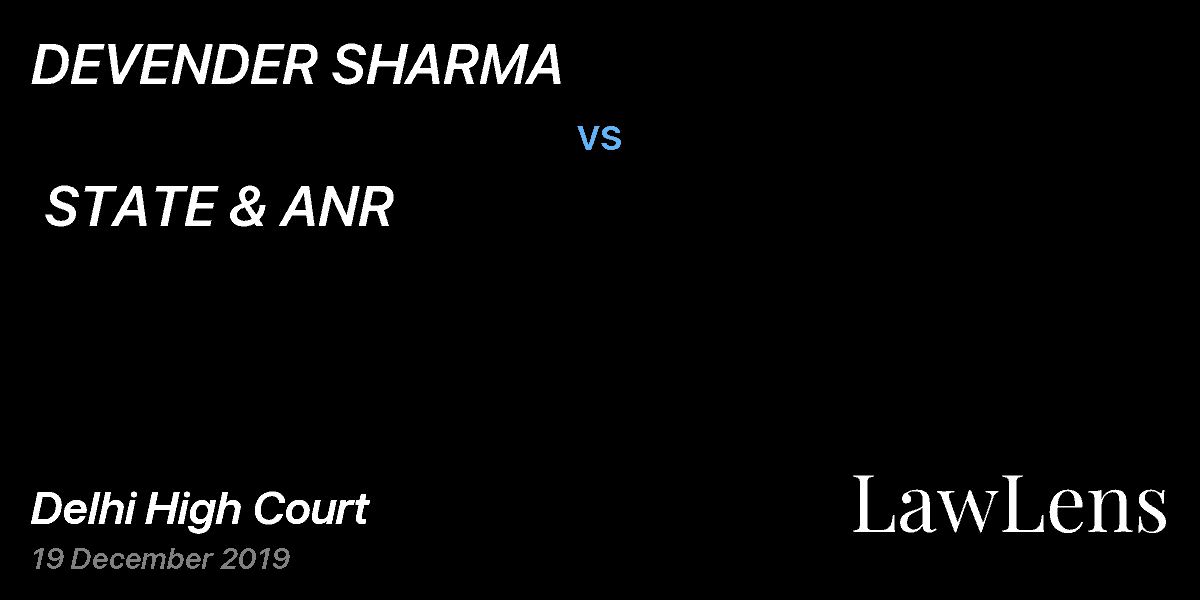 Preview image for DEVENDER SHARMA vs. STATE & ANR