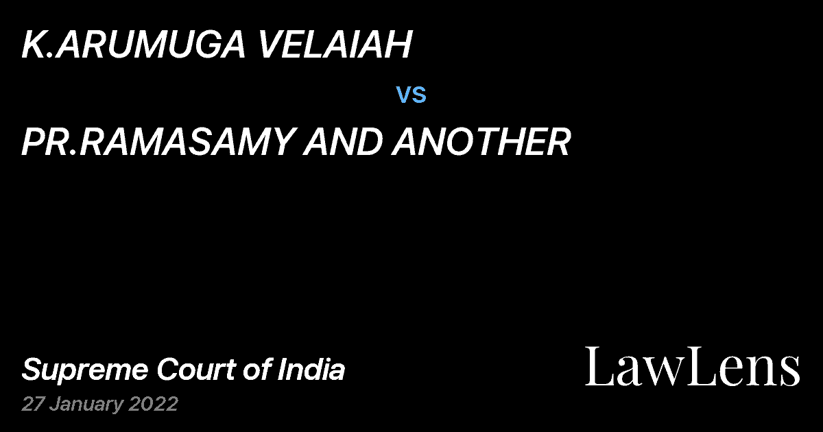 Preview image for K.ARUMUGA VELAIAH vs. PR.RAMASAMY AND ANOTHER