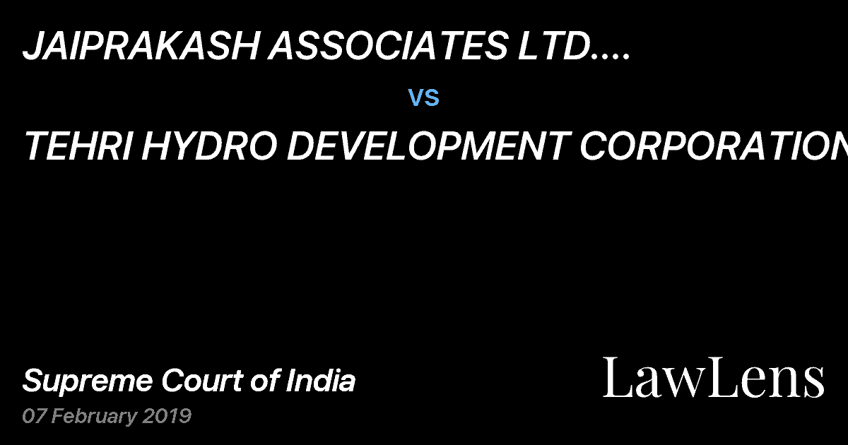 Preview image for JAIPRAKASH ASSOCIATES LTD. (JAL)THROUGH ITS DIRECTOR vs. TEHRI HYDRO DEVELOPMENT CORPORATION INDIA LTD. (THDC )INDIA LTD.THROUGH ITS DIRECTOR