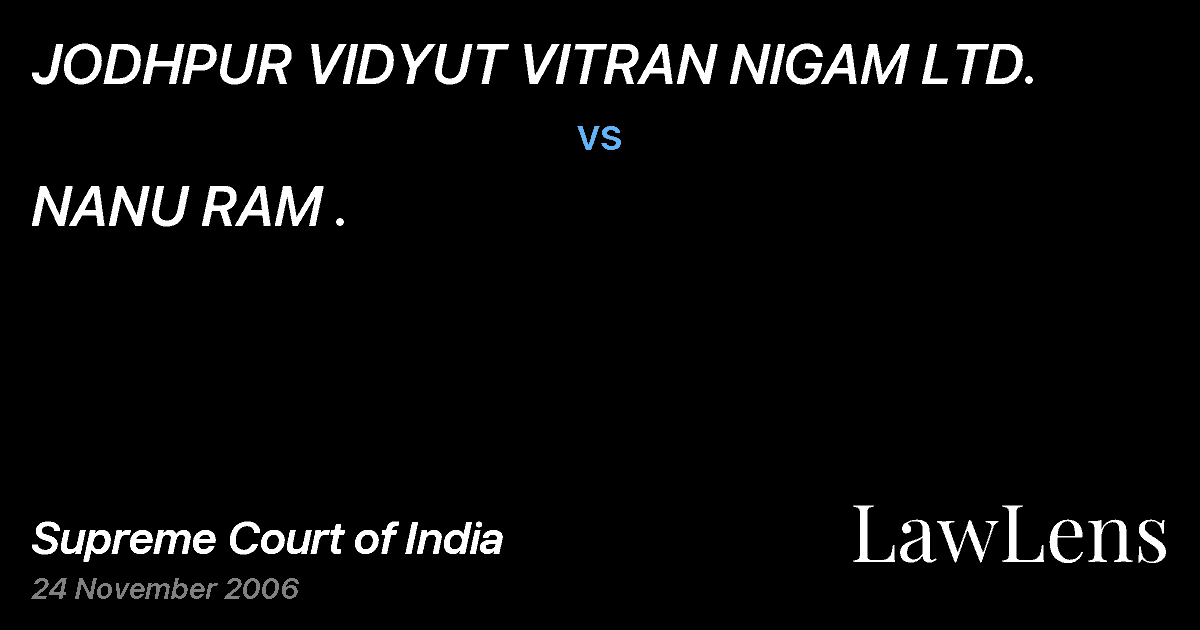 Preview image for JODHPUR VIDYUT VITRAN NIGAM LTD. vs. NANU RAM .