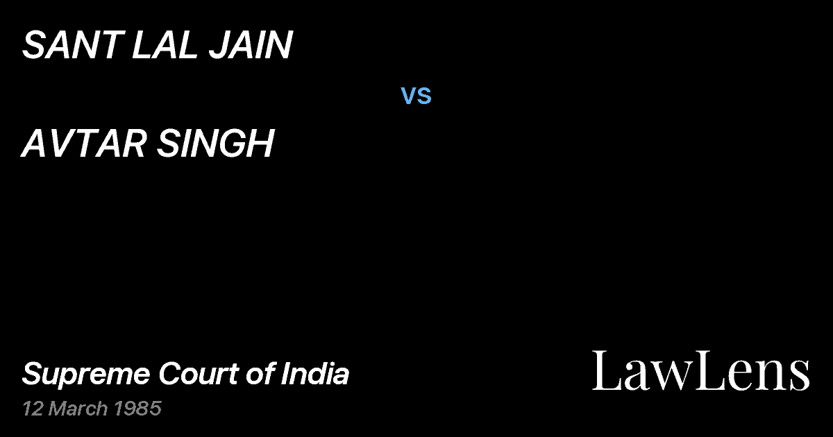 Preview image for SANT LAL JAIN vs. AVTAR SINGH