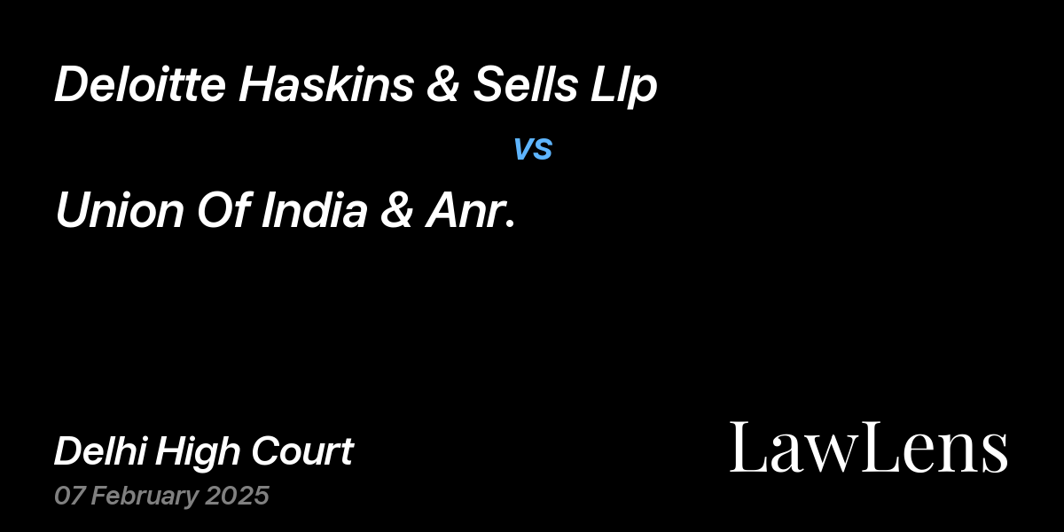 Preview image for Deloitte Haskins & Sells Llp vs. Union Of India & Anr.