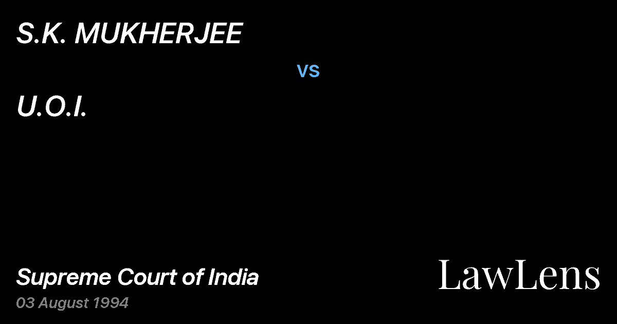 Preview image for S.K. MUKHERJEE vs. U.O.I.