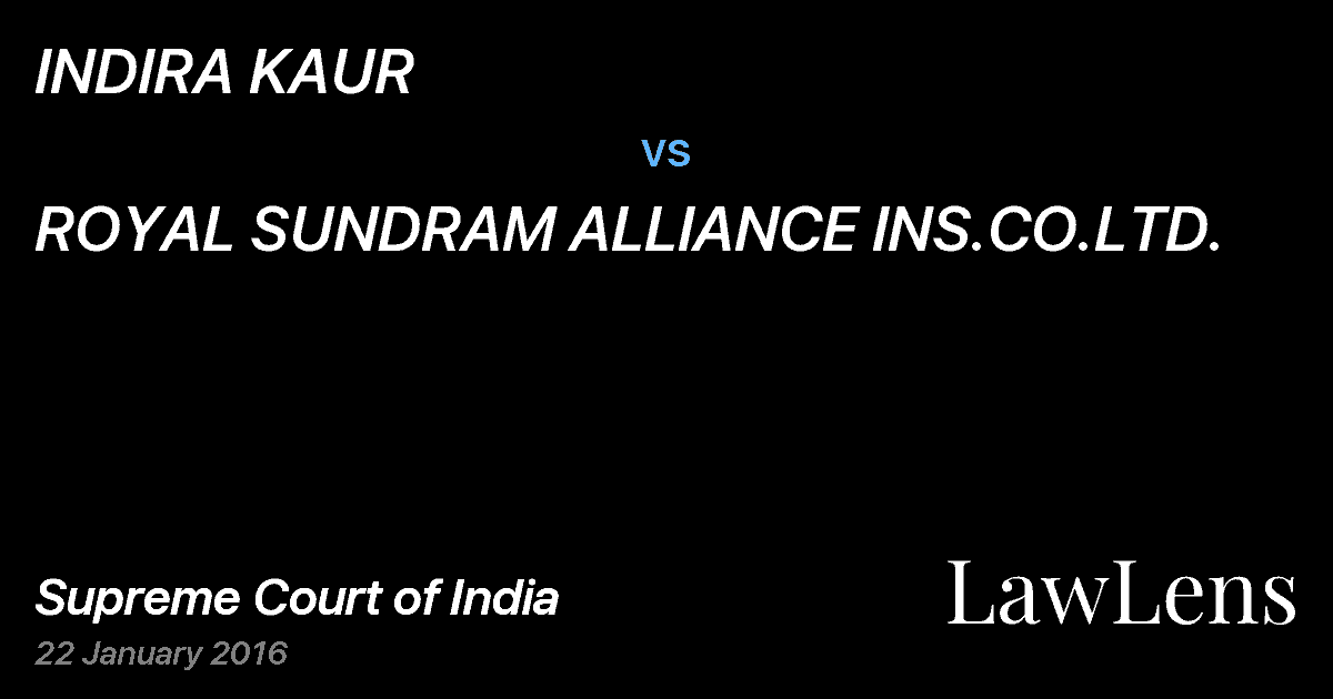 Preview image for INDIRA KAUR vs. ROYAL SUNDRAM ALLIANCE INS.CO.LTD.
