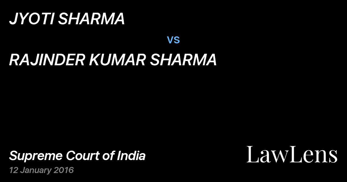 Preview image for JYOTI SHARMA vs. RAJINDER KUMAR SHARMA