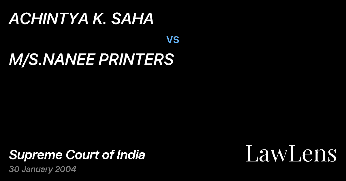 Preview image for ACHINTYA K. SAHA vs. M/S.NANEE PRINTERS