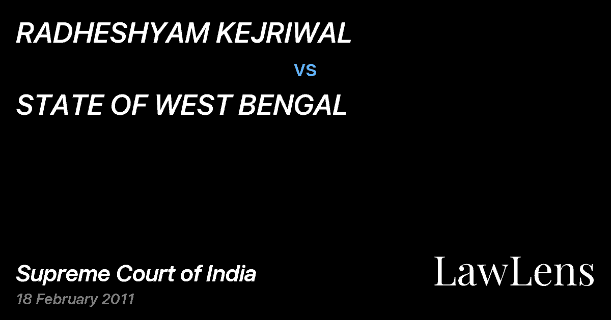 Preview image for RADHESHYAM KEJRIWAL vs. STATE OF WEST BENGAL
