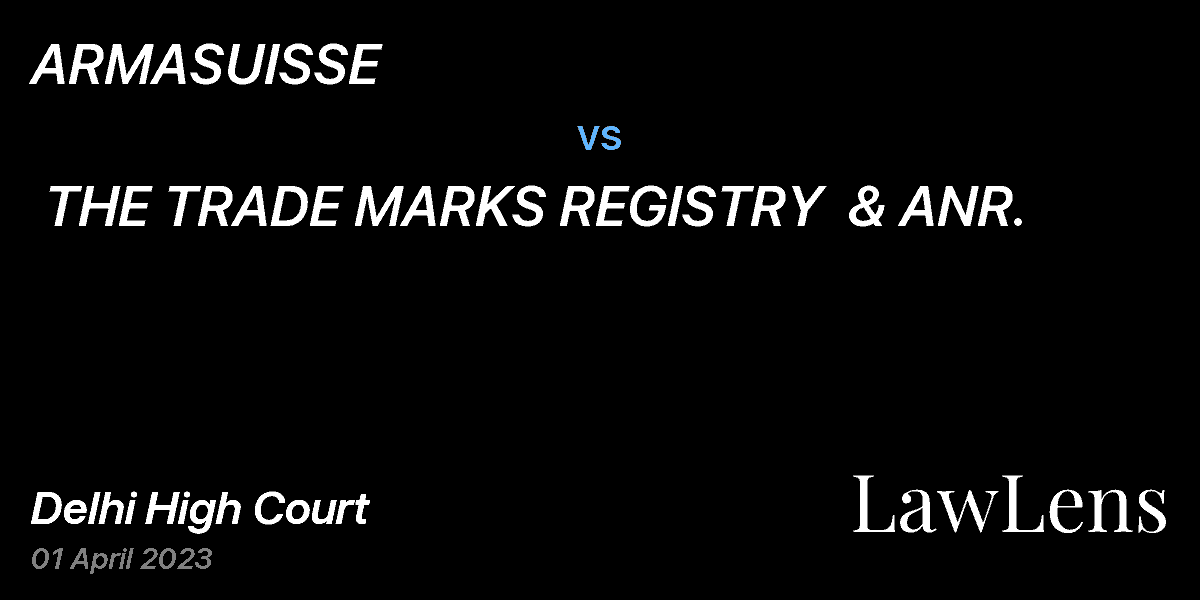Preview image for ARMASUISSE vs. THE TRADE MARKS REGISTRY  & ANR.