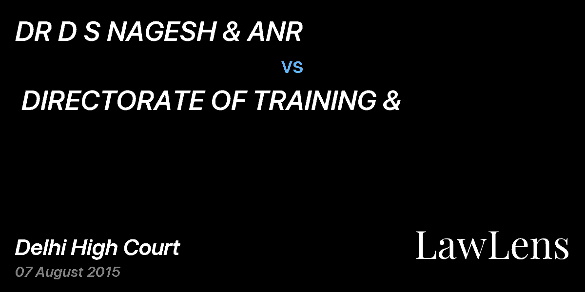 Preview image for DR D S NAGESH & ANR  vs.  DIRECTORATE OF TRAINING & 