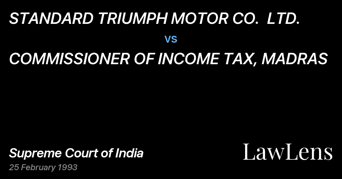 Preview image for STANDARD TRIUMPH MOTOR CO.  LTD. vs. COMMISSIONER OF INCOME TAX, MADRAS
