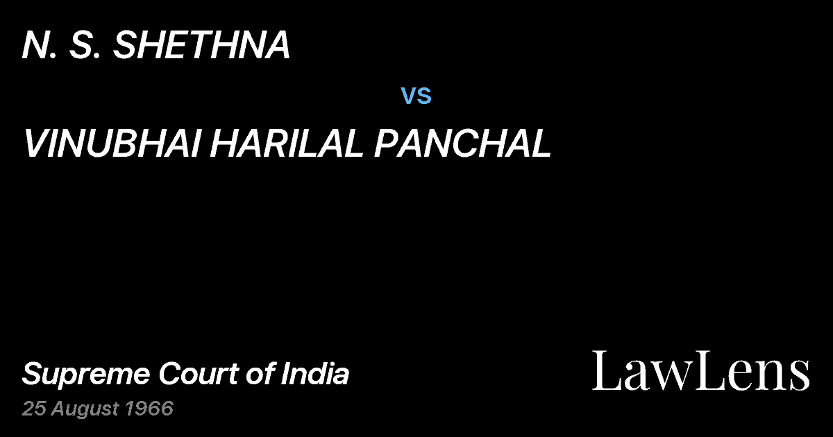 Preview image for N. S. SHETHNA vs. VINUBHAI HARILAL PANCHAL
