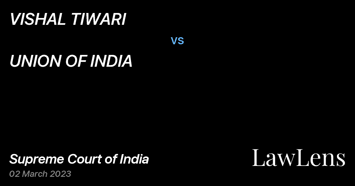 Preview image for VISHAL TIWARI vs. UNION OF INDIA