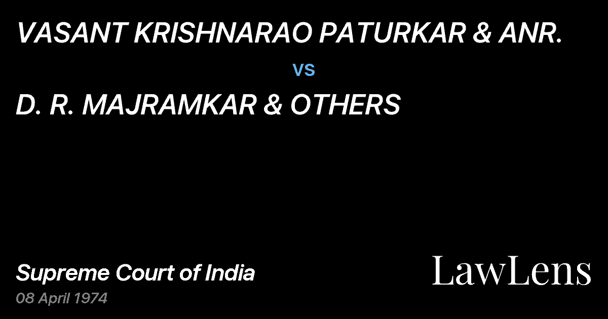Preview image for VASANT KRISHNARAO PATURKAR & ANR. vs. D. R. MAJRAMKAR & OTHERS
