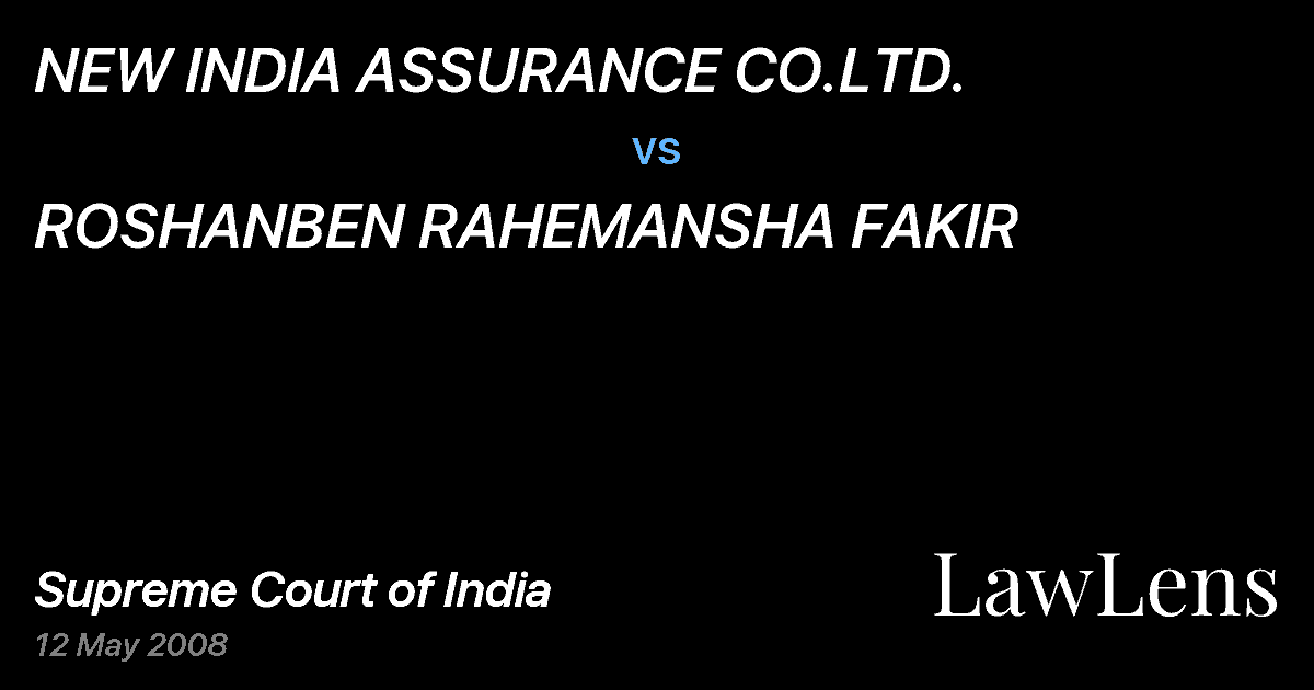 Preview image for NEW INDIA ASSURANCE CO.LTD. vs. ROSHANBEN RAHEMANSHA FAKIR