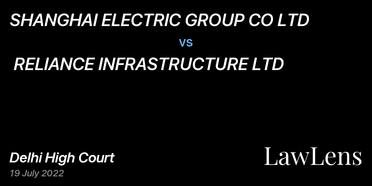 Preview image for SHANGHAI ELECTRIC GROUP CO LTD  vs.  RELIANCE INFRASTRUCTURE LTD