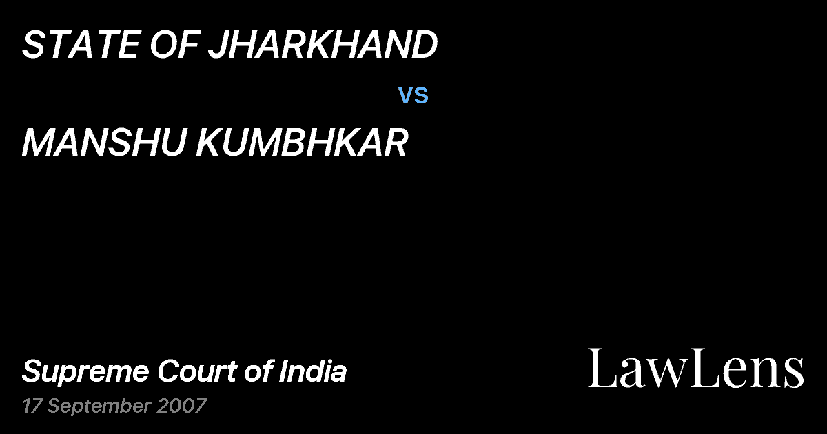 Preview image for STATE OF JHARKHAND vs. MANSHU KUMBHKAR