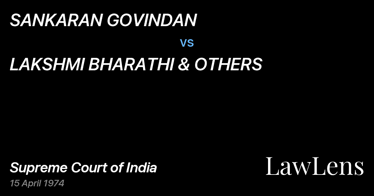 Preview image for SANKARAN GOVINDAN vs. LAKSHMI BHARATHI & OTHERS