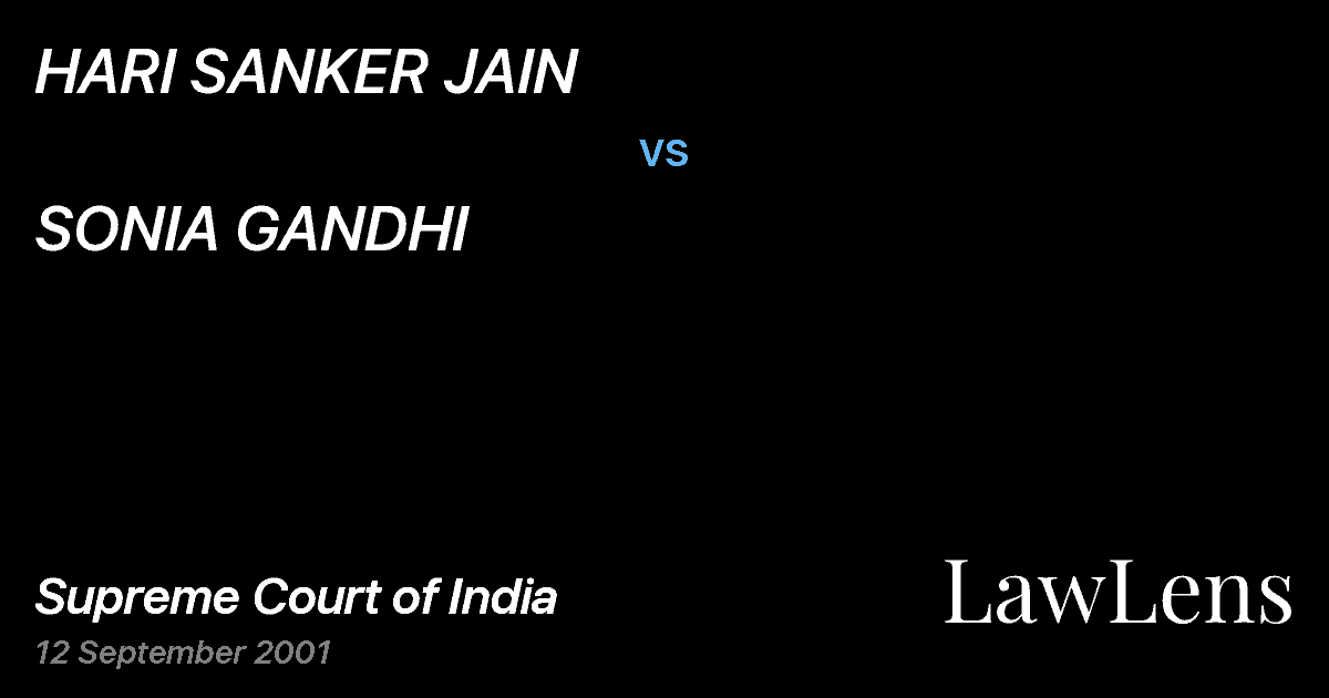 Preview image for HARI SANKER JAIN vs. SONIA GANDHI