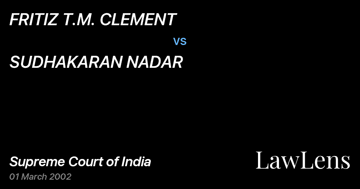 Preview image for FRITIZ T.M. CLEMENT vs. SUDHAKARAN NADAR
