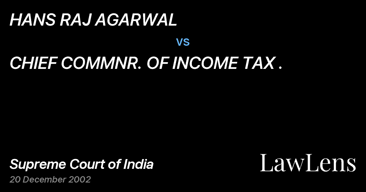 Preview image for HANS RAJ AGARWAL vs. CHIEF COMMNR. OF INCOME TAX .