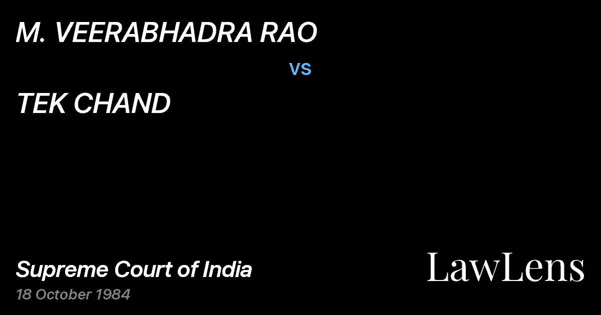 Preview image for M. VEERABHADRA RAO vs. TEK CHAND