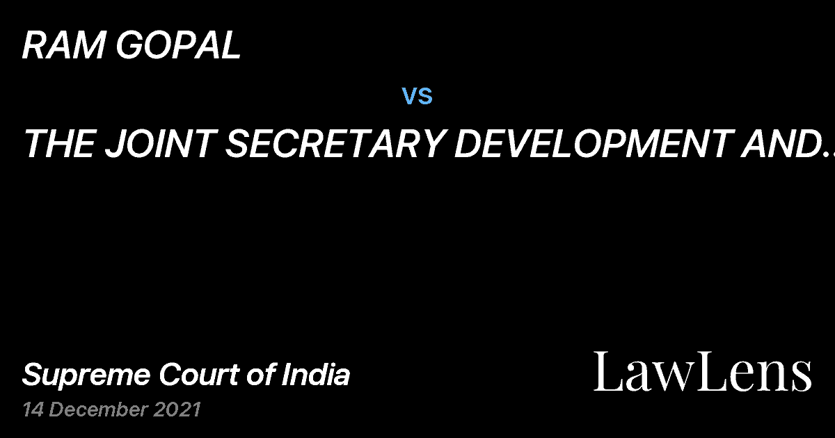 Preview image for RAM GOPAL vs. THE JOINT SECRETARY DEVELOPMENT AND PANCHAYAT DEPARTMENT